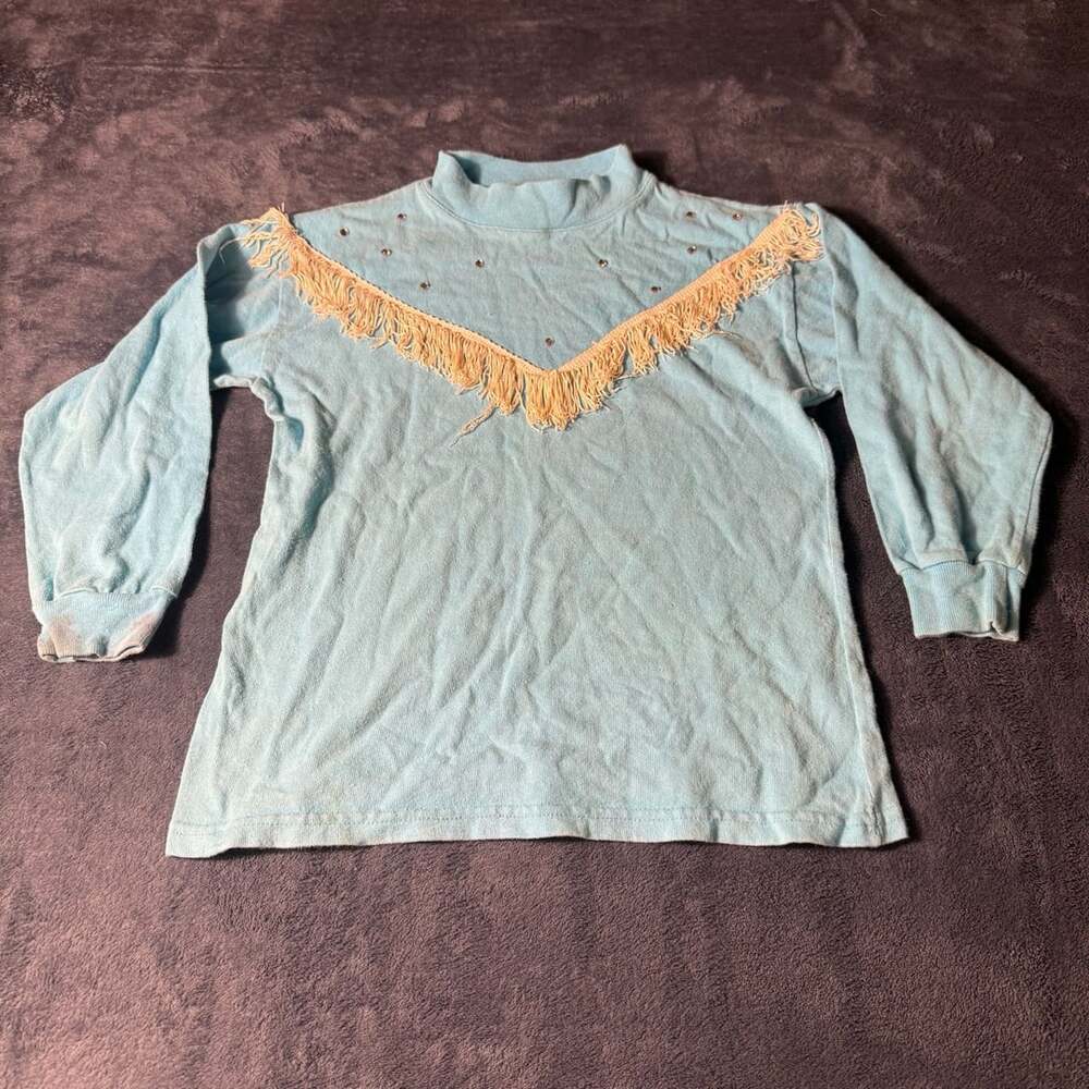 Splash Girls Size 6 Blue Fringe Western Top